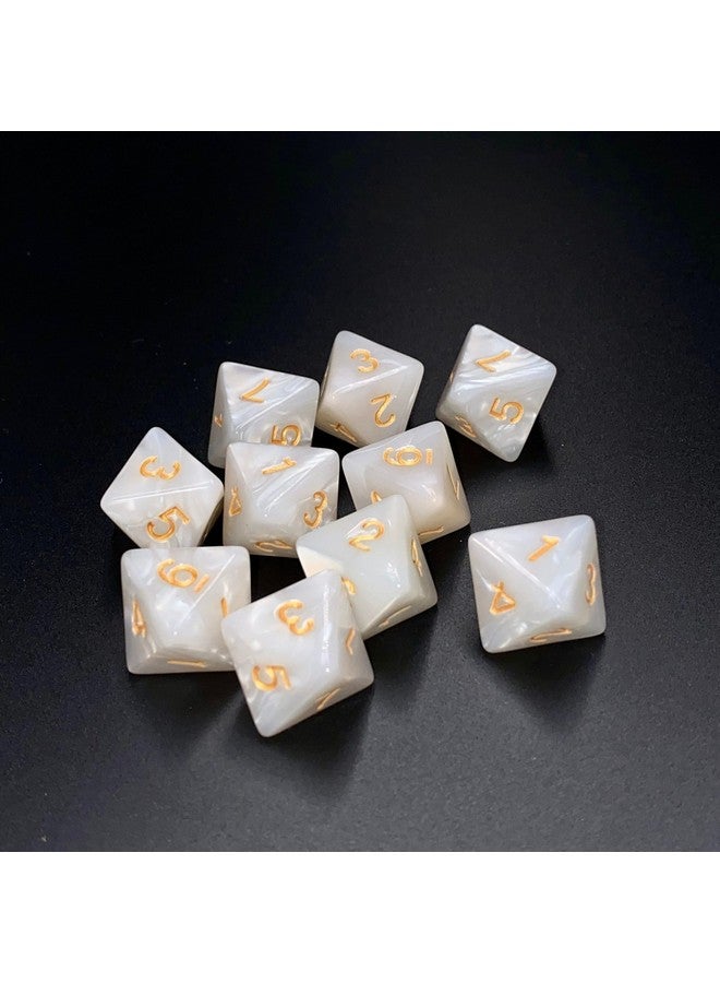 Marsrut 10 Pieces D8 Polyhedral Dice Set - 8 Sided Dice with Numbers | Ideal for Board Games, Classroom Activities, Party Table & Gaming Fun (Color: White, Size: 1.6cm/0.63in)  - Image 5