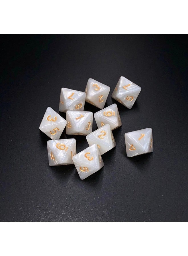 Marsrut 10 Pieces D8 Polyhedral Dice Set - 8 Sided Dice with Numbers | Ideal for Board Games, Classroom Activities, Party Table & Gaming Fun (Color: White, Size: 1.6cm/0.63in)  - Image 2