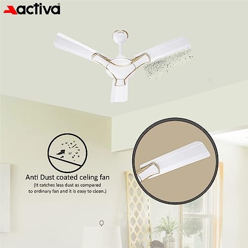 ACTIVA Corolla 900 MM Ceiling Fan High Speed Motor Air Delivery Large Sweep Cooper Winding Motors with Anti Dust Coating come with 2 Years Warranty (Pearl Ivory) - Image 4