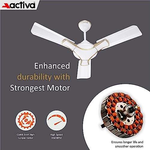 ACTIVA Corolla 900 MM Ceiling Fan High Speed Motor Air Delivery Large Sweep Cooper Winding Motors with Anti Dust Coating come with 2 Years Warranty (Pearl Ivory) - Image 3