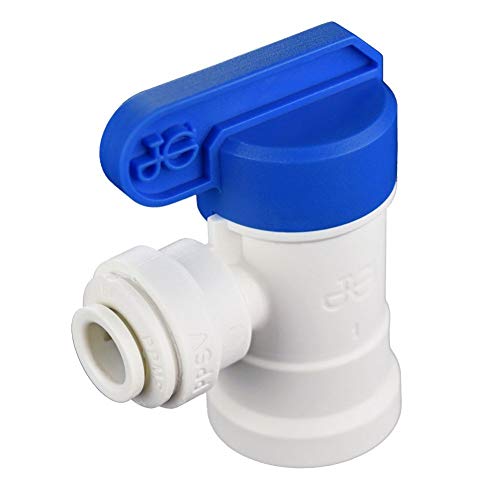 John Guest 1/4 Inch x 1/4 Inch Female Elbow Shut-Off Valve, NPTF Thread, Push to Connect Plastic Plumbing Fitting, PPSV500822WP - Image 1