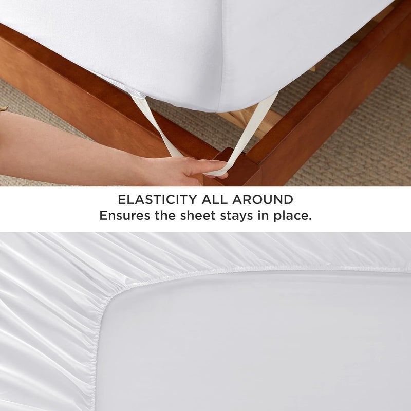 SLEEPINO 400 TC Egyptian Cotton Single Bed Elastic Fitted Bedsheet Single Bed 36 x 72 10 Inches with Pillow Cover All Around Elastic Single Bed Fitted bedsheet Emerald Green - Image 4