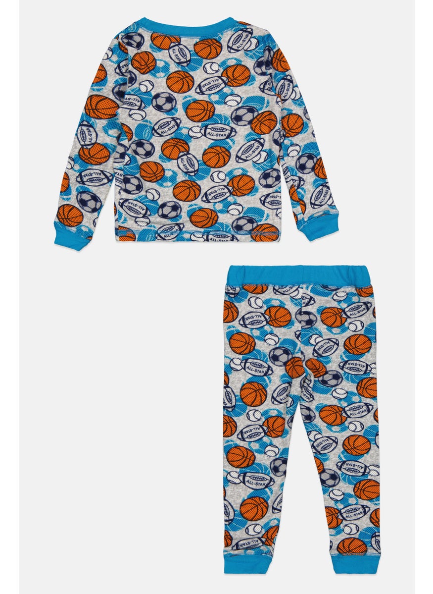 Sleep On It Toddlers Boy Allover Printed Sleepwear Set, Blue Combo  - Image 2