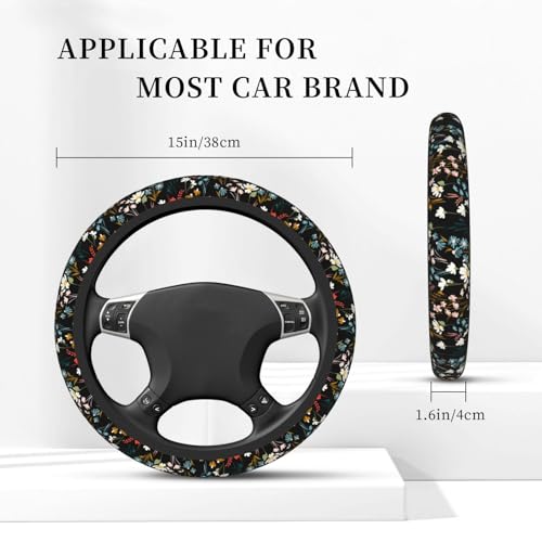 MOLIAN Chic Wildflowers Steering Wheel Cover for Men Women Universal Car Accessories 15 Inch Neoprene Auto Interior Decor - Image 3