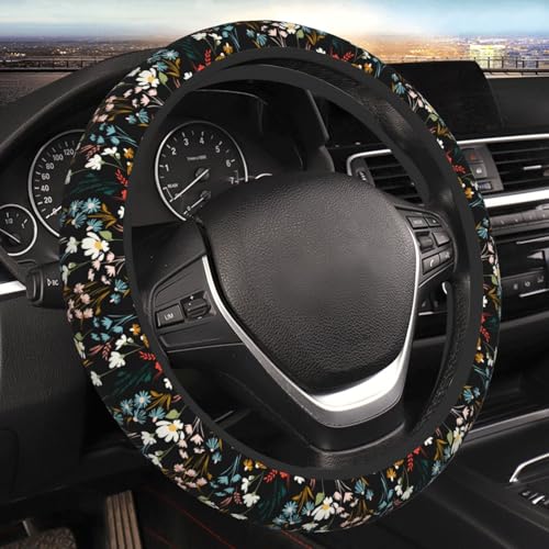 MOLIAN Chic Wildflowers Steering Wheel Cover for Men Women Universal Car Accessories 15 Inch Neoprene Auto Interior Decor - Image 1