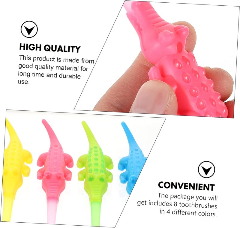 Cute Crocodile Children's Toothbrush 8pcs Set Soft Bristles for Ages 3-12 Portable Oral Cleaner for Kids for Regular Oral Hygiene - Image 5
