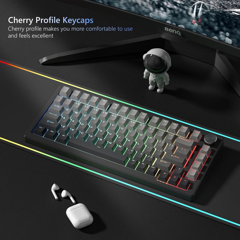 Womier Shine Through PBT Keycaps 60 75 100 Percent Cherry Profile, Custom Key Cap Doubleshot Keycaps Set, Universal Compatiability for Cherry Gateron MX Switches Keyboard, Gradient Gray - Image 4