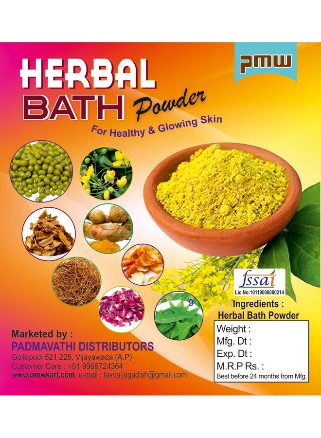 Pmw - Herbal Bath Powder - For Glowing Skin & Tan Removal - Mixture Of 18 Herbs - 100 Grams
