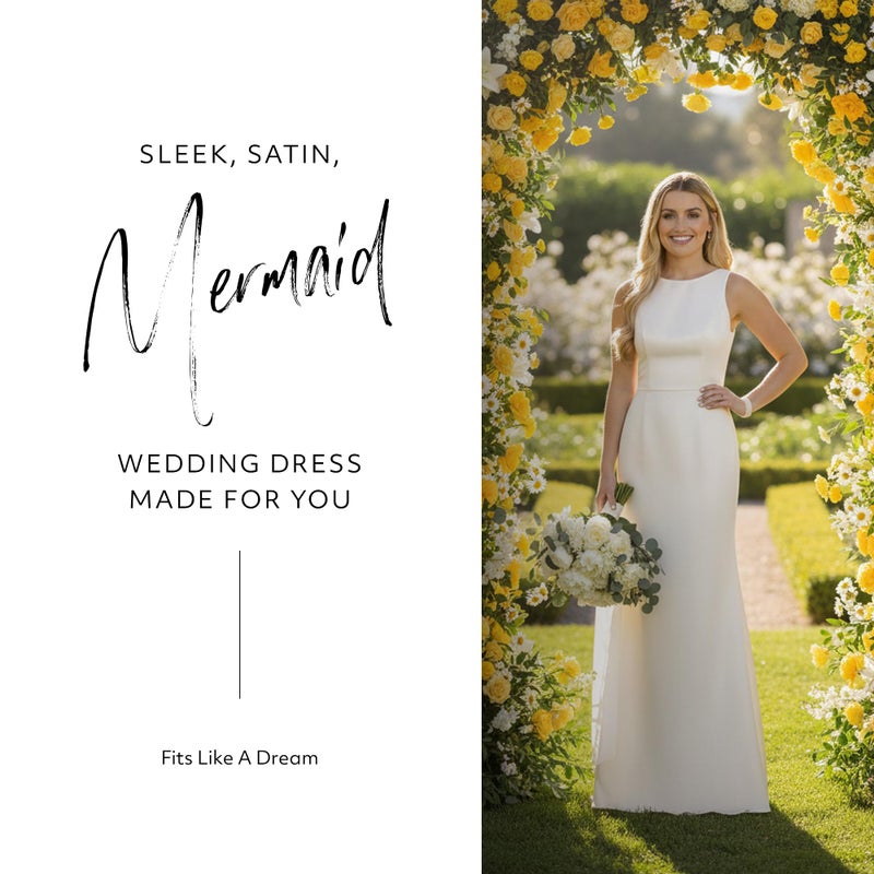 David's Bridal The Edit High Neck Satin Bow Back Mermaid Wedding Dress, Soft White Modern Bridal Gown with Fitted Silhouette for Ceremonies, City Hall Weddings and Elegant Celebrations - Image 2