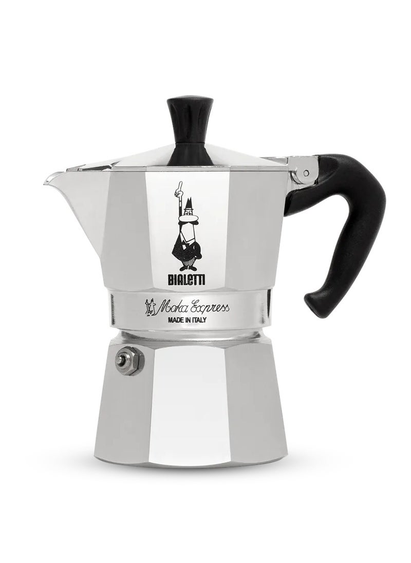 BIALeTTI Moka Express Stove Top Espresso Maker, Makes Real Italian Coffee, Moka Pot 3 Cups, Silver  - Image 1