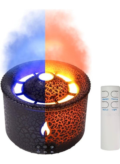 Volcano Diffuser for Essential Oils,300 ML Flame Air Humidifier 2 Mist Modes Flame & Volcano Humidifier Aroma Diffuser Auto Shut-Off Ultrasonic Essential Oil Diffuser (J-V19) Black