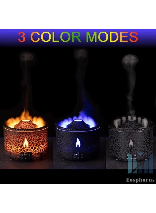 Volcano Diffuser for Essential Oils,300 ML Flame Air Humidifier 2 Mist Modes Flame & Volcano Humidifier Aroma Diffuser Auto Shut-Off Ultrasonic Essential Oil Diffuser (J-V19) Black