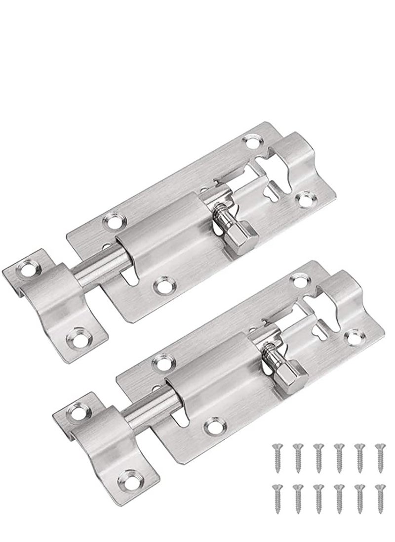 KASTWAVE - 2 Pack Door Security Slide Latch Lock, Keyless Entry Door Lock, Thickened Stainless Steel Sliding Door Lock, Easy to Install Gate, Slide Latch Lock with Screws - Image 1