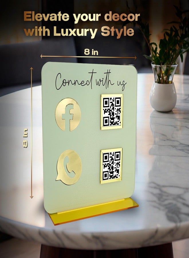 Skywin QR Code Sign for Business - Social Media & Cash App QR Code Sign Stand, Elegant Pink Acrylic Display Holder for Office Desk, Home Decor & Payment Display (Beige) - Image 5