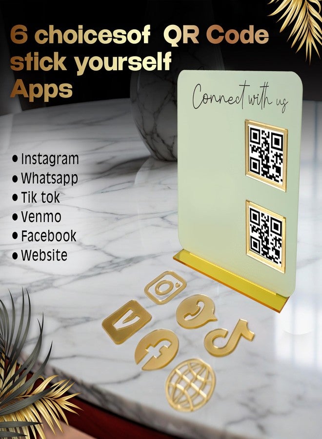 Skywin QR Code Sign for Business - Social Media & Cash App QR Code Sign Stand, Elegant Pink Acrylic Display Holder for Office Desk, Home Decor & Payment Display (Beige) - Image 4