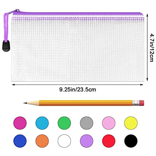 Umriox Pencil Pouches Bulk, 9.2 x 4.7 in (12 Colors, 36 Packs), Mesh Zipper Pouch Pencil Case, Small Zipper Pouches for Bill Stationary Cosmetics Travel Storage - Image 2