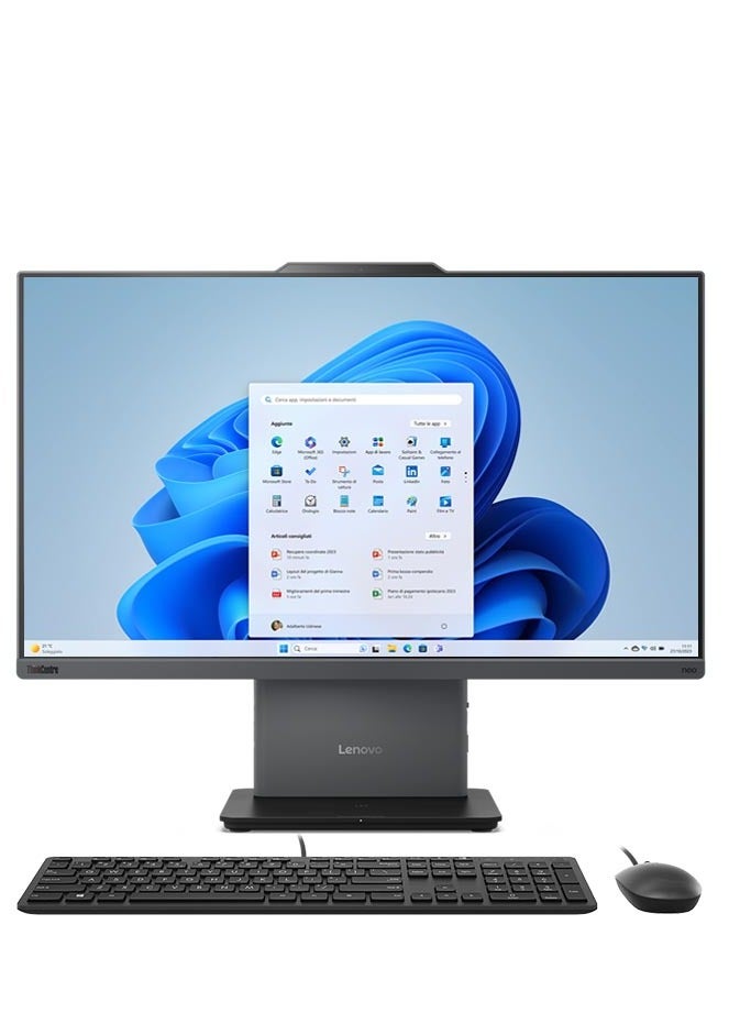 لينوفو جهاز ThinkCentre neo 50a 24 المتكامل بشاشة IPS عالية الدقة بالكامل (1920x1080) مقاس 23.8 بوصة، معالج Intel Core i7-13620H، ذاكرة وصول عشوائي DDR5 سعة 16 جيجابايت، قرص صلب SSD سعة 512 جيجابايت، نظام تشغيل Windows 11 Pro، معالج رسومات Intel UHD، يدعم اللغتين الإنجليزية والعربية، لون رمادي قمري الإنجليزية/العربية - Image 1
