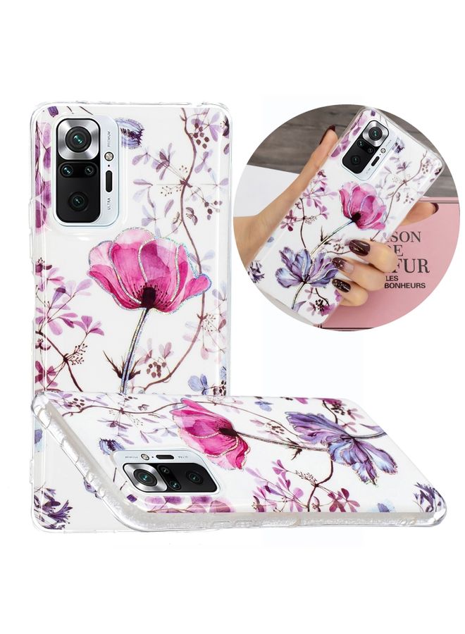 HuHa Case Cover For Xiaomi Redmi Note 10 Pro Electroplating TPU Protective Case Lotus 