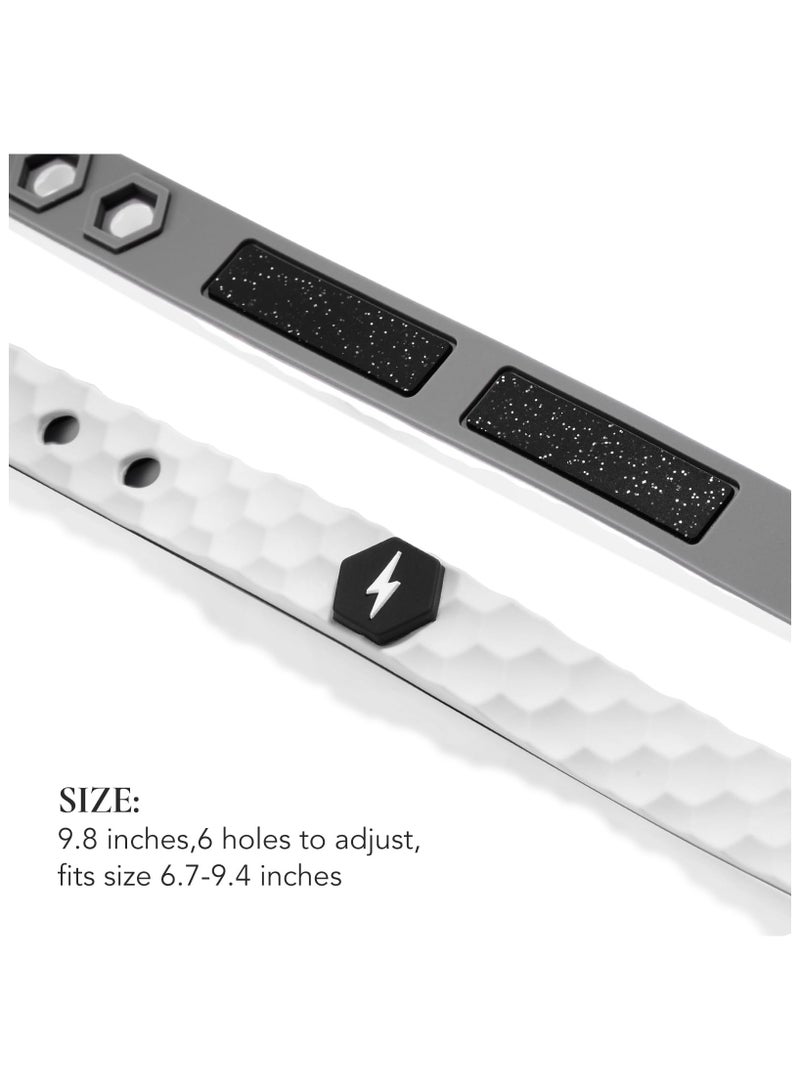 فلوشرينيك سوار رياضي، حزام قابل للتعديل، جهاز تتبع لياقة بدني من السيليكون مقاوم للماء ومضاد للكهرباء الساكنة (للجنسين، أبيض) - Image 2