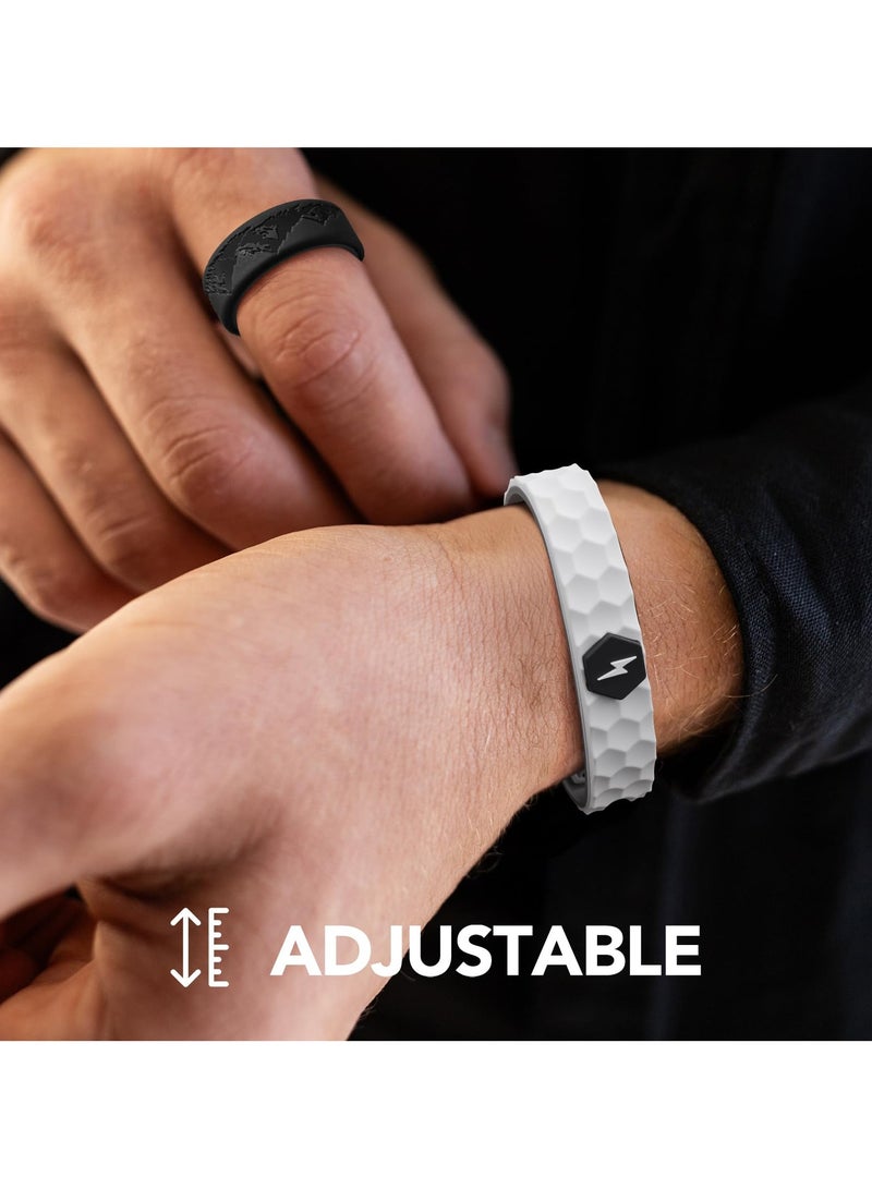 فلوشرينيك سوار رياضي، حزام قابل للتعديل، جهاز تتبع لياقة بدني من السيليكون مقاوم للماء ومضاد للكهرباء الساكنة (للجنسين، أبيض) - Image 4