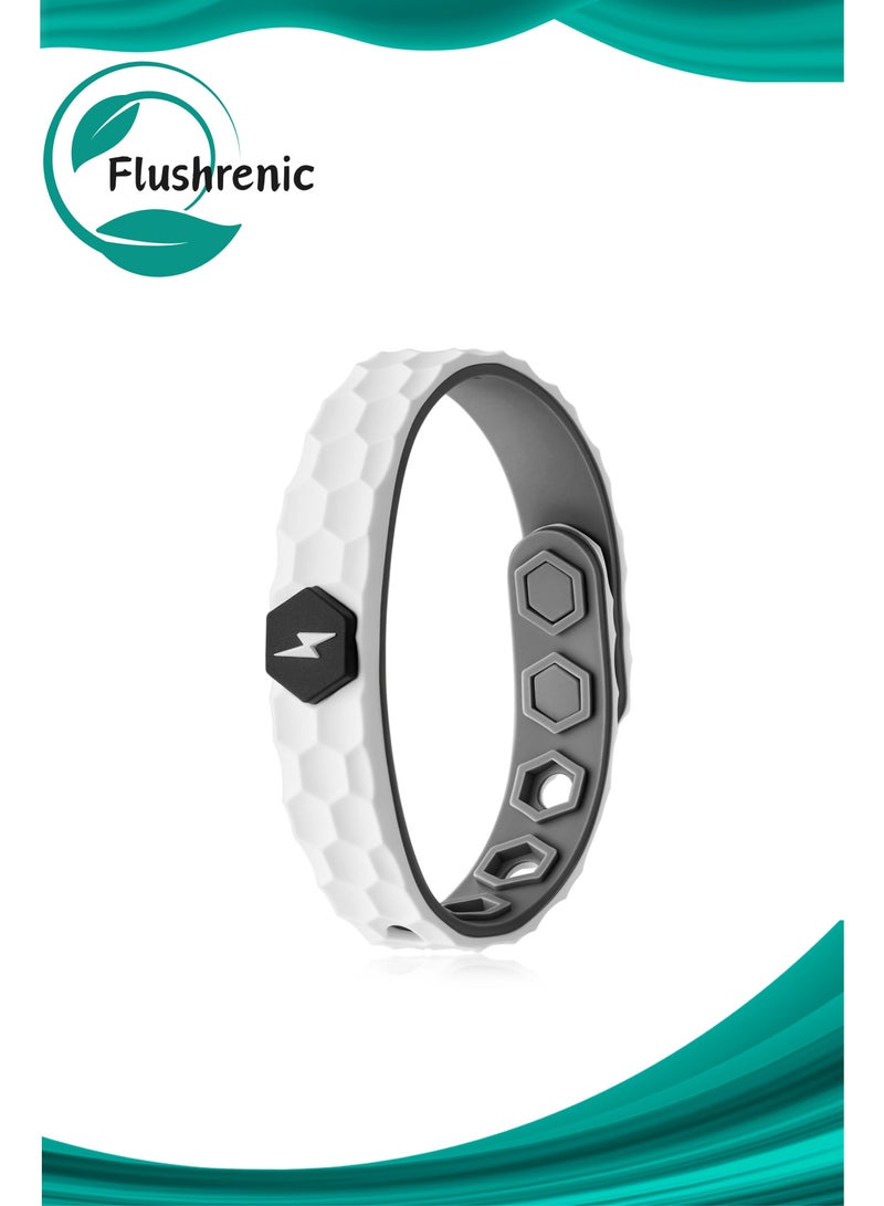 فلوشرينيك سوار رياضي، حزام قابل للتعديل، جهاز تتبع لياقة بدني من السيليكون مقاوم للماء ومضاد للكهرباء الساكنة (للجنسين، أبيض) - Image 1