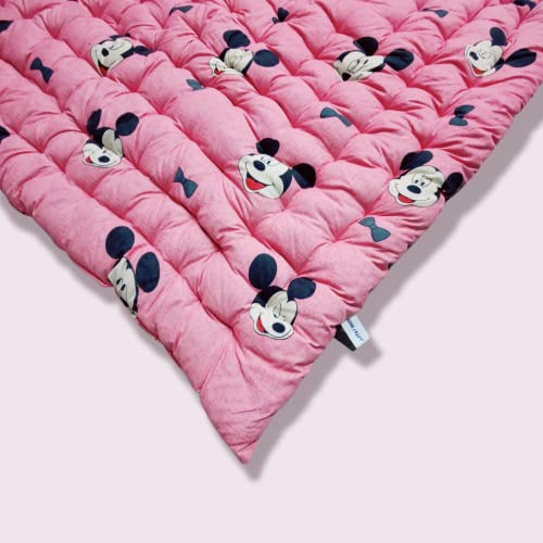 Deevine Craft Soft Cotton Quilt | Foldable Movable Picnic Light Weight Filled Single Firm Mattress| Gadda (3D Design Printed, Small Queen Capacity, 5 x 6 ft or 60 x 72 Inches) (Pink Mickey Mouse) - Image 3