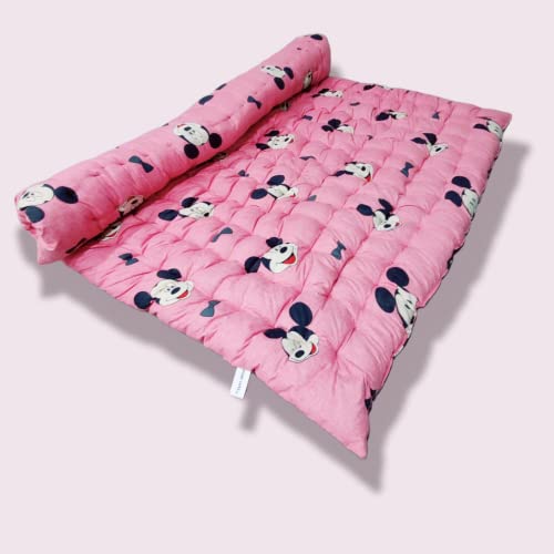 Deevine Craft Soft Cotton Quilt | Foldable Movable Picnic Light Weight Filled Single Firm Mattress| Gadda (3D Design Printed, Small Queen Capacity, 5 x 6 ft or 60 x 72 Inches) (Pink Mickey Mouse) - Image 5