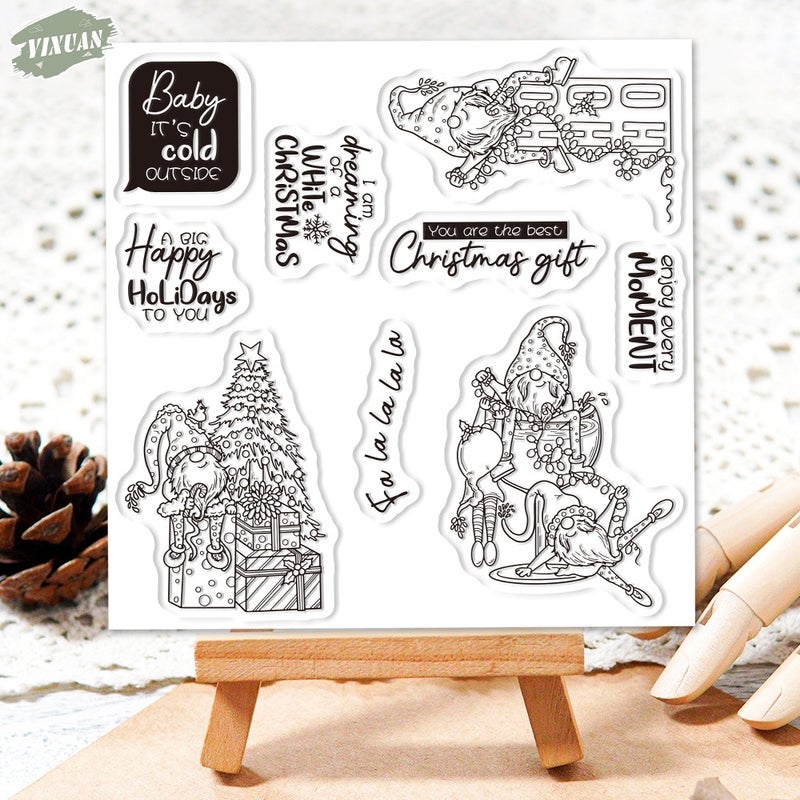 Christmas Dwarf Silicone Transparent Seal Greeting Card Diy Card Making Handbook Background Material Po Album Decorative Seal - Image 5