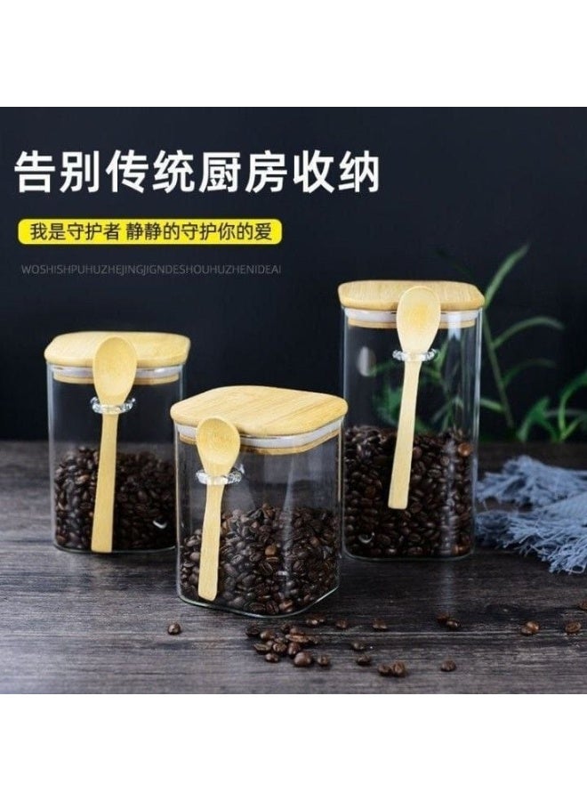 طقم برطمانات زجاج 3 قطع مع ملاعق خشب 🥄🍯✨ مقاسات مختلفة لحفظ الشاي، السكر، القهوة، النسكافيه والتوابل 🍵☕🍪🌿 محكمة الإغلاق للحفاظ على النكهة والجودة 😍🔥 - Image 2