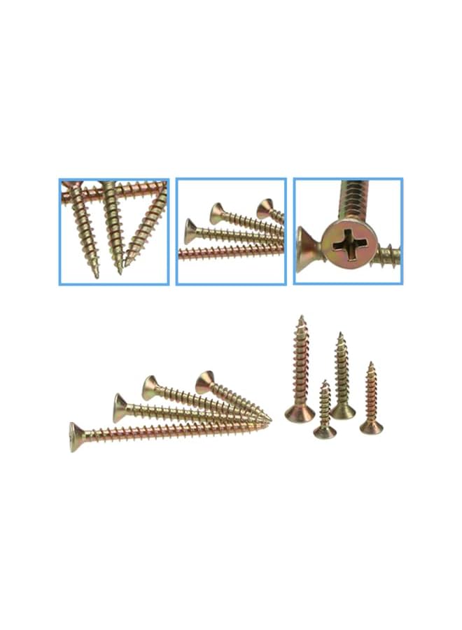 Generic 160 Pcs Brass Coarse Thread Wood Screws Assortment Kit, Multi-Purpose Screws, Flat Headed Wood Screws, Chipboard Drywall Screws with Bugle Head for Drywall and Wood  - Image 4