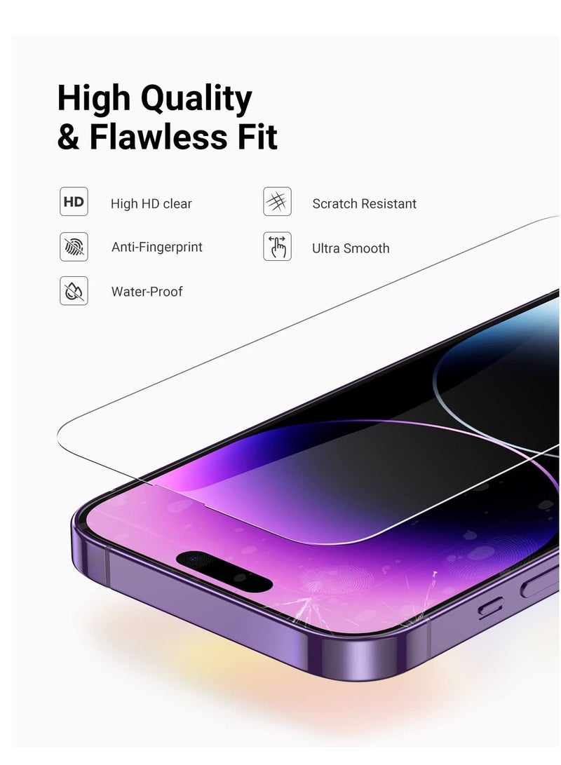 BORTONY Pack of 2 Screen Protector Compatible with 14 Pro Max 6.7" Tempered Glass 9H Hardness [HD Clear] [Anti-Scratch] [Bubble Free] For Apple iPhone 14 Pro Max - Image 3