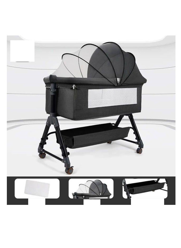 New design bedside bassinet for baby bedside crib with wheels easy to assemble bassinet for newborn/Infant adjustable bedside sleeper adjustable heights black - Image 1