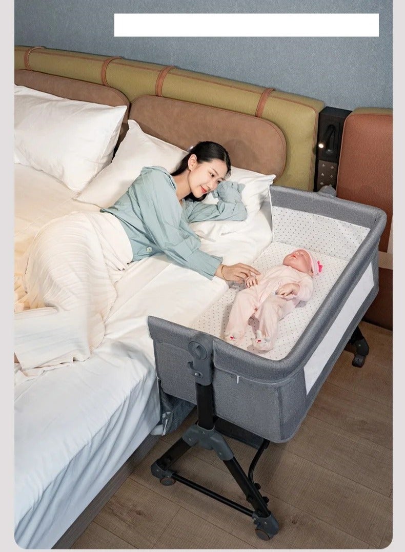 New design bedside bassinet for baby bedside crib with wheels easy to assemble bassinet for newborn/Infant adjustable bedside sleeper adjustable heights black - Image 2