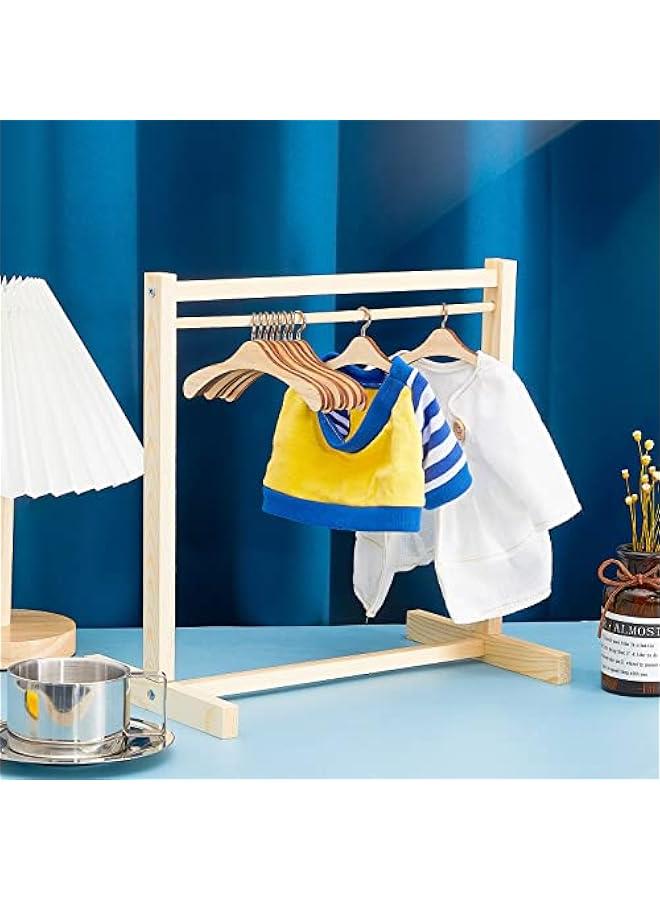 11 Pcs Doll Garment Rack with Wooden Clothes Hanger for 18 Inch Girl Doll Clothes Mini Hangers Wardrobe Furniture Accessories for Dollhouse Baby Shower Supplies  - Image 4