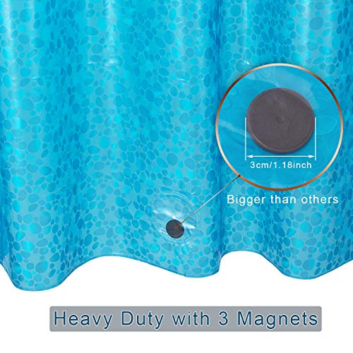 Bostofy Waterproof Shower Curtain Liner 8G EVA Thick Curtain with Heavy Duty 3 Bottom Magnets for Shower Stall, Bathtubs, 3D Pebble Pattern, 72 x 72,12 Hooks - Image 3