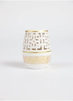 FUN MOMENT White/gold pottery incense burner 10cm  - Image 1