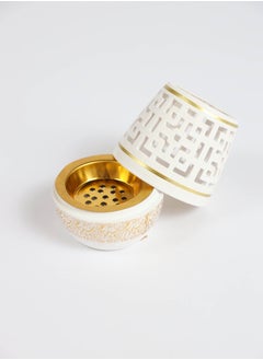 FUN MOMENT White/gold pottery incense burner 10cm  - Image 2