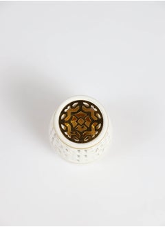 FUN MOMENT White/gold pottery incense burner 10cm  - Image 3