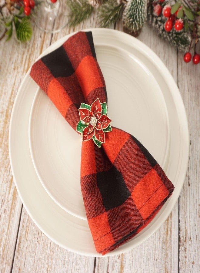 Utalek Christmas Napkin Rings Set of 6, Poinsettia Flower Napkin Rings Xmas Serviette Buckle Holder for Christmas Holiday Dinner Party Table Decoration - Image 5