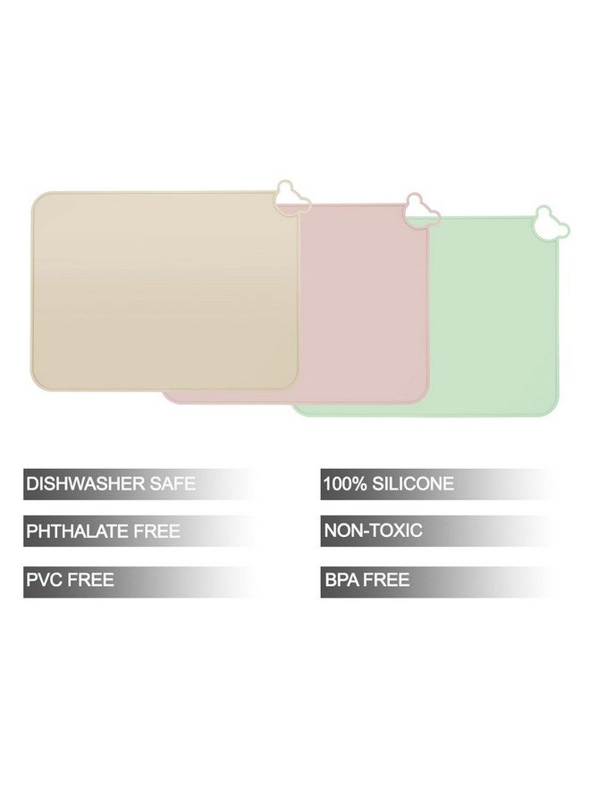 PandaEar 3 Pack Silicone Placemat for Toddlers Kids for Dining Table & Restaurants - Portable Silicone Mat for Baby Eating - Food Grade Non-Slip Baby Table Mat - Image 2