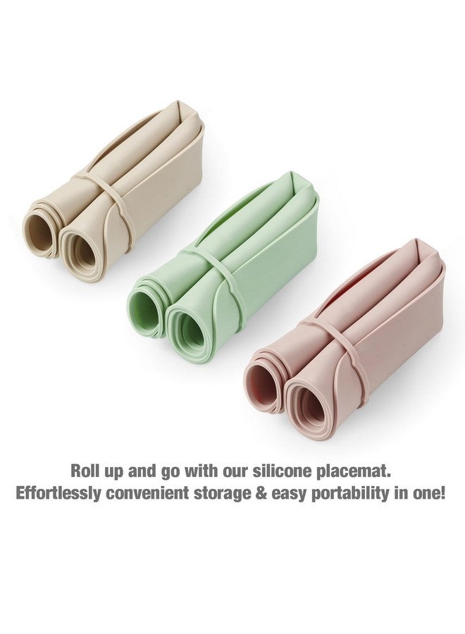 PandaEar 3 Pack Silicone Placemat for Toddlers Kids for Dining Table & Restaurants - Portable Silicone Mat for Baby Eating - Food Grade Non-Slip Baby Table Mat - Image 3