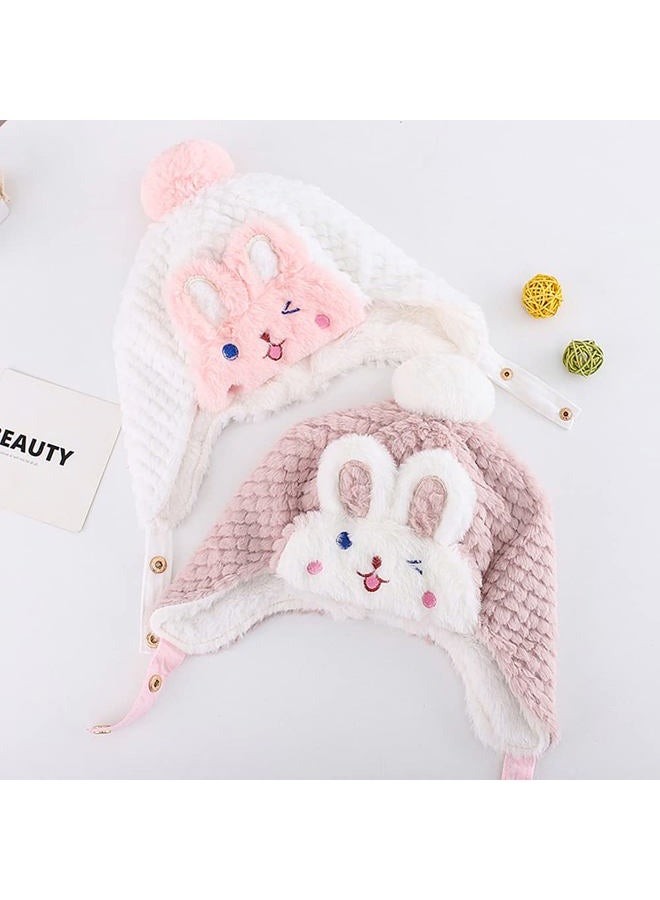 XYX Crochet Earflap Fleece Hats Beanie Cap Winter Warm Knit Caps for Toddlers Baby Girls and Boys, Hat1-pink, M - Image 5