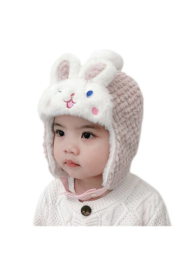 XYX Crochet Earflap Fleece Hats Beanie Cap Winter Warm Knit Caps for Toddlers Baby Girls and Boys, Hat1-pink, M - Image 1