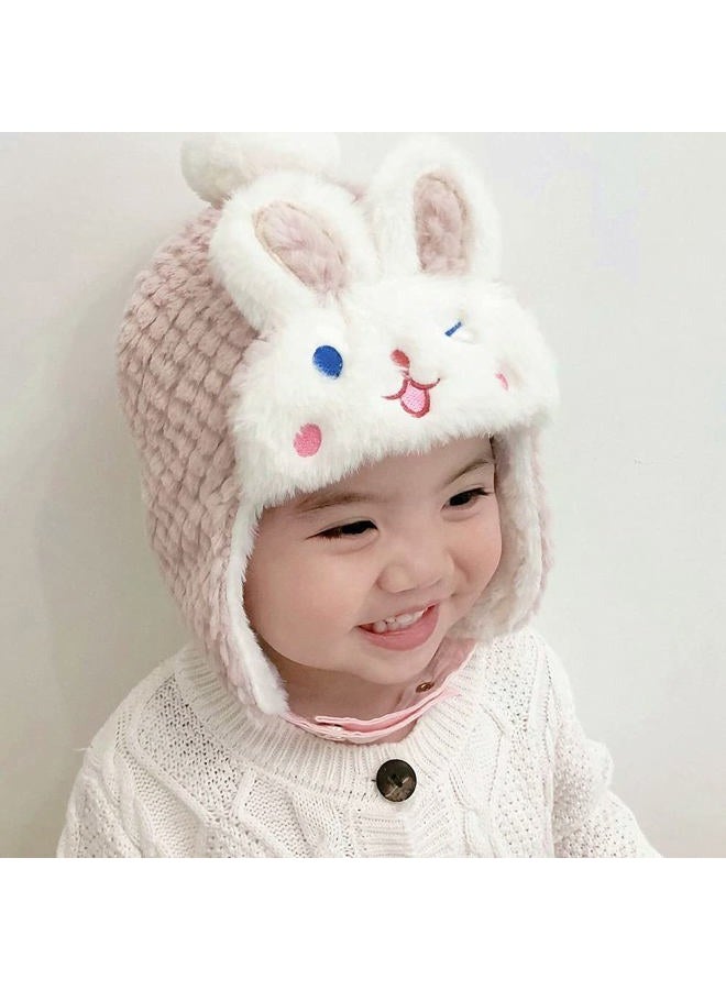 XYX Crochet Earflap Fleece Hats Beanie Cap Winter Warm Knit Caps for Toddlers Baby Girls and Boys, Hat1-pink, M - Image 2