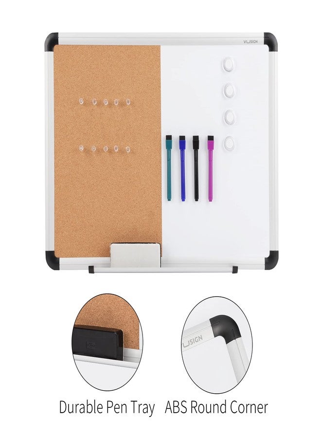 VUSIGN White Board and Cork Board Combination, 17" x 23" Dry Erase Board and Corkboard Combo for Home or Office, Wall Mounted Notice Bulletin Board with Aluminum Frame - Image 3