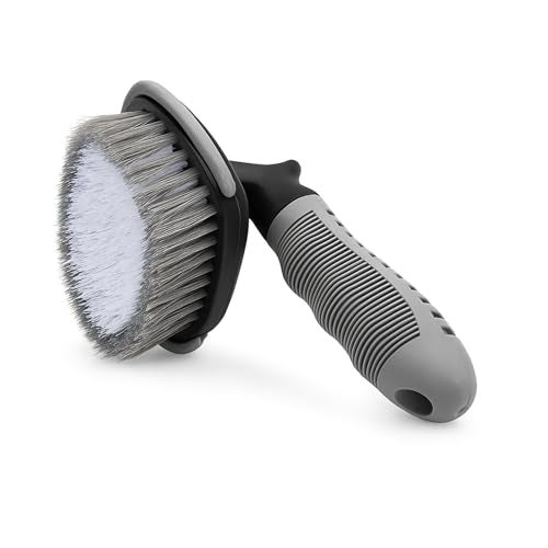 TUQO Tyre and Wheel Cleaning Brush for Car Rim, Soft Bristle Car Wash Brush, Cleans Tyres & Releases Dirt and Road Grime & Carpets, Short Handle for Easy Scrubbing - TQ484 - Image 1