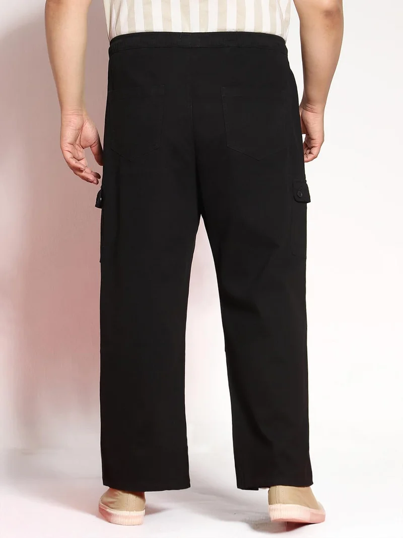 Urbano Fashion  Urbano Plus Men's Black Loose Baggy Fit Cargo Jogger Chino Pant with 6 Pockets Stretchable for Men | Best Price UAE