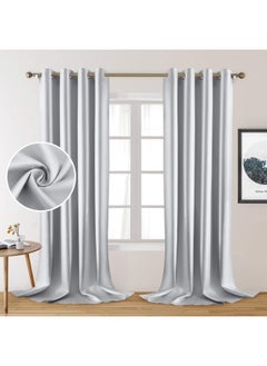 HOMEIDEAS 2 Panels Greyish White Faux Silk Curtains White Blackout Curtains for Bedroom 52 X 108 Inch Room Darkening Satin Drapes/Curtains, Thermal Insulated Blackout Window Curtains for Living Room - pzsku/ZB508B45FB654B7CB89E0Z/45/_/1731077935/3c62142f-7baa-4d7a-815c-ec6cd113ebae