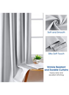 HOMEIDEAS 2 Panels Greyish White Faux Silk Curtains White Blackout Curtains for Bedroom 52 X 108 Inch Room Darkening Satin Drapes/Curtains, Thermal Insulated Blackout Window Curtains for Living Room - pzsku/ZB508B45FB654B7CB89E0Z/45/_/1731077949/5c2667bb-a3f9-465f-8904-b61ee99cfea9