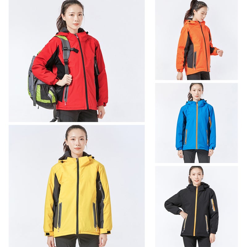 Men Women Winter Waterproof Coat Hooded Thick Windproof Breathable Warm Hiking Cycling Outdoor Raincoat - Image 3